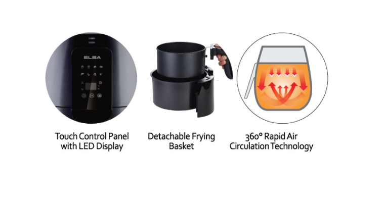 ELBA 3.2L AIR FRYER EAF-J3213D(BK) LED Display