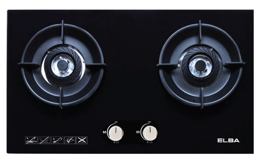 ELBA DOUBLE BURNER BUILT-IN GLASS HOB EGH-N8822G(BK)