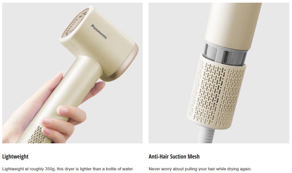 Panasonic EH-NE6M-C (Light Beige) ionity Hair Dryer with Linear Airflow