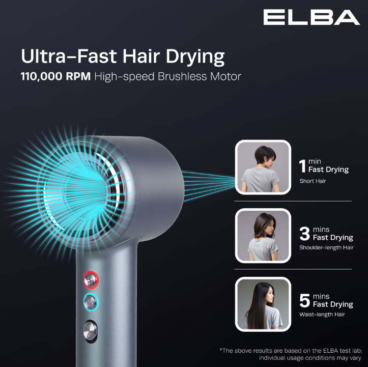 ELBA HAIR DRYER MORANTE EHD-Q5653DC(PP) - BLDC MOTOR, LAVENDER (1,600W)