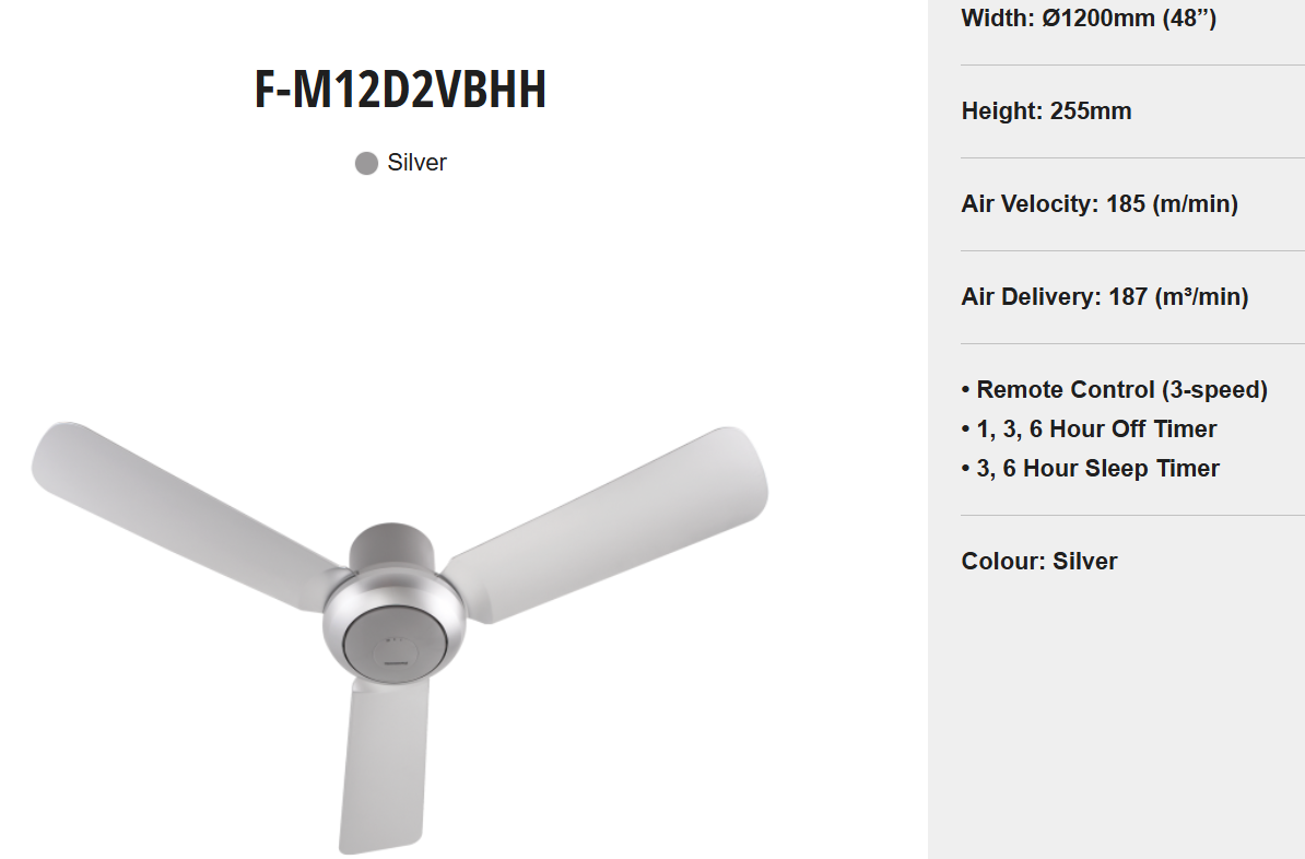 PANASONIC F-M12D2VBHH - BABY FAN 48 INCH BAYU 3 BLADE