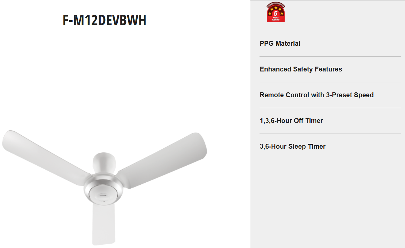PANASONIC F-M12DEVBWH - 48" BABY FAN (HOOK TYPE)