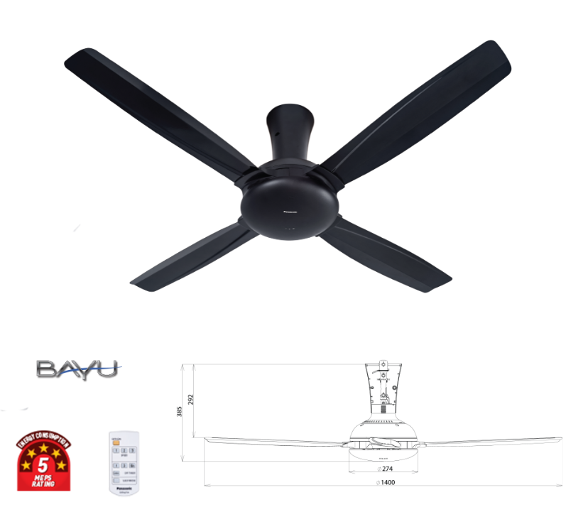 PANASONIC F-M14CZVBKH - CEILING FAN (56 INCH) 4 BLADES