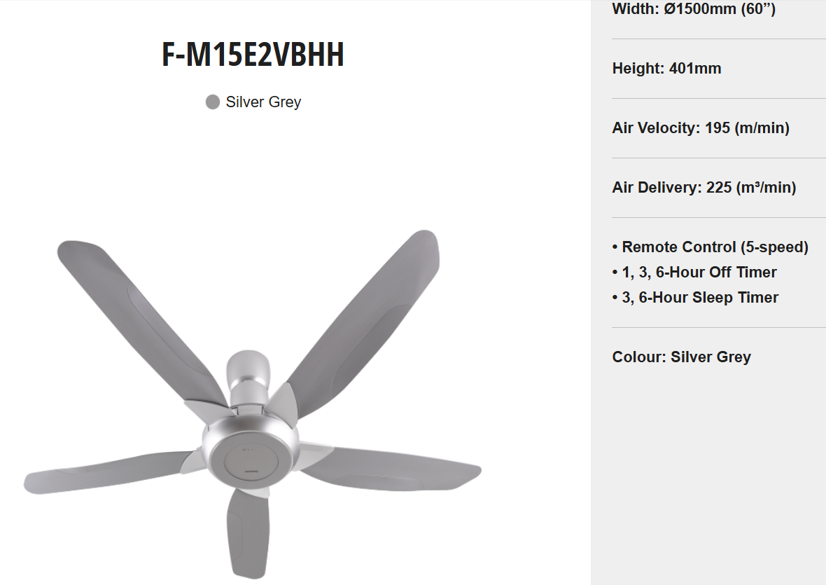 PANASONIC F-M15E2VBHH - CEILING FAN (60 INCH) NAMI 5 BLADES
