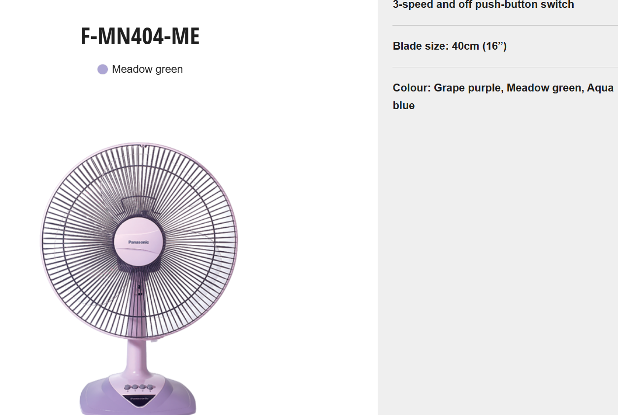 PANASONIC F-MN404 - Table Fan (16 Inch) 3 Blades