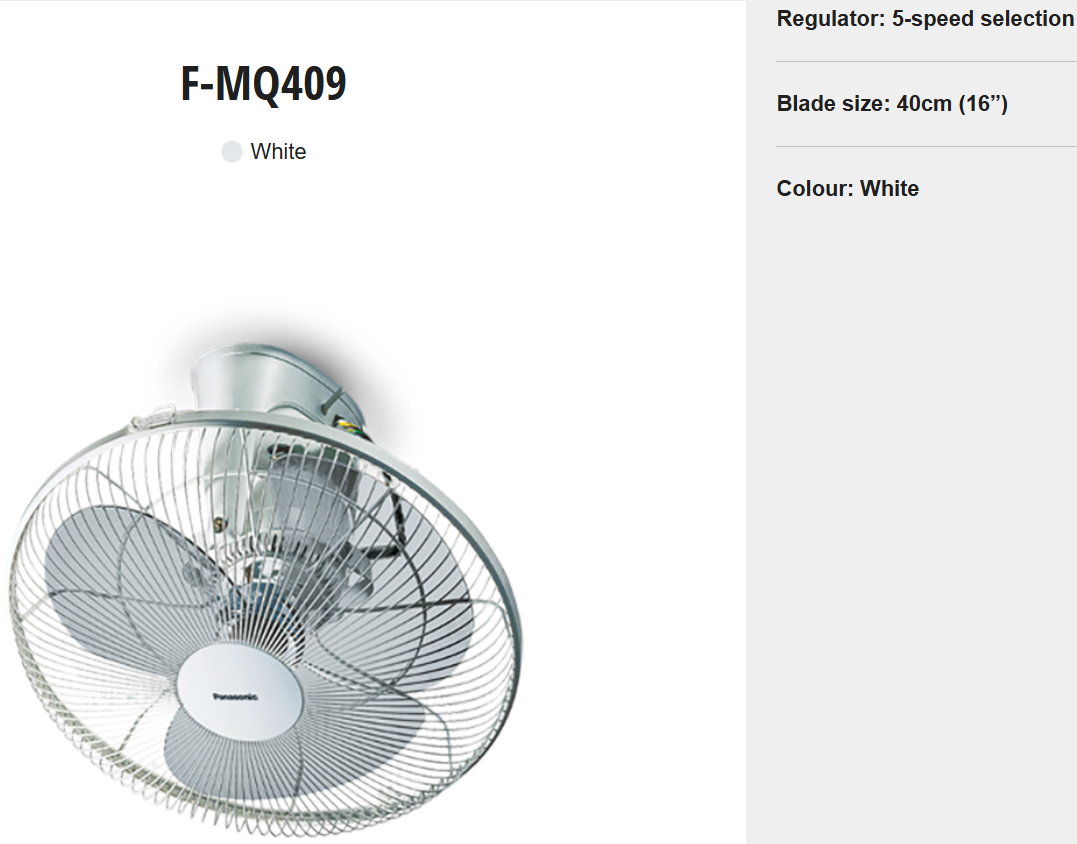 PANASONIC F-MQ409 - Auto Fan (16 Inch) 5 Speed 360° Oscillating Fan