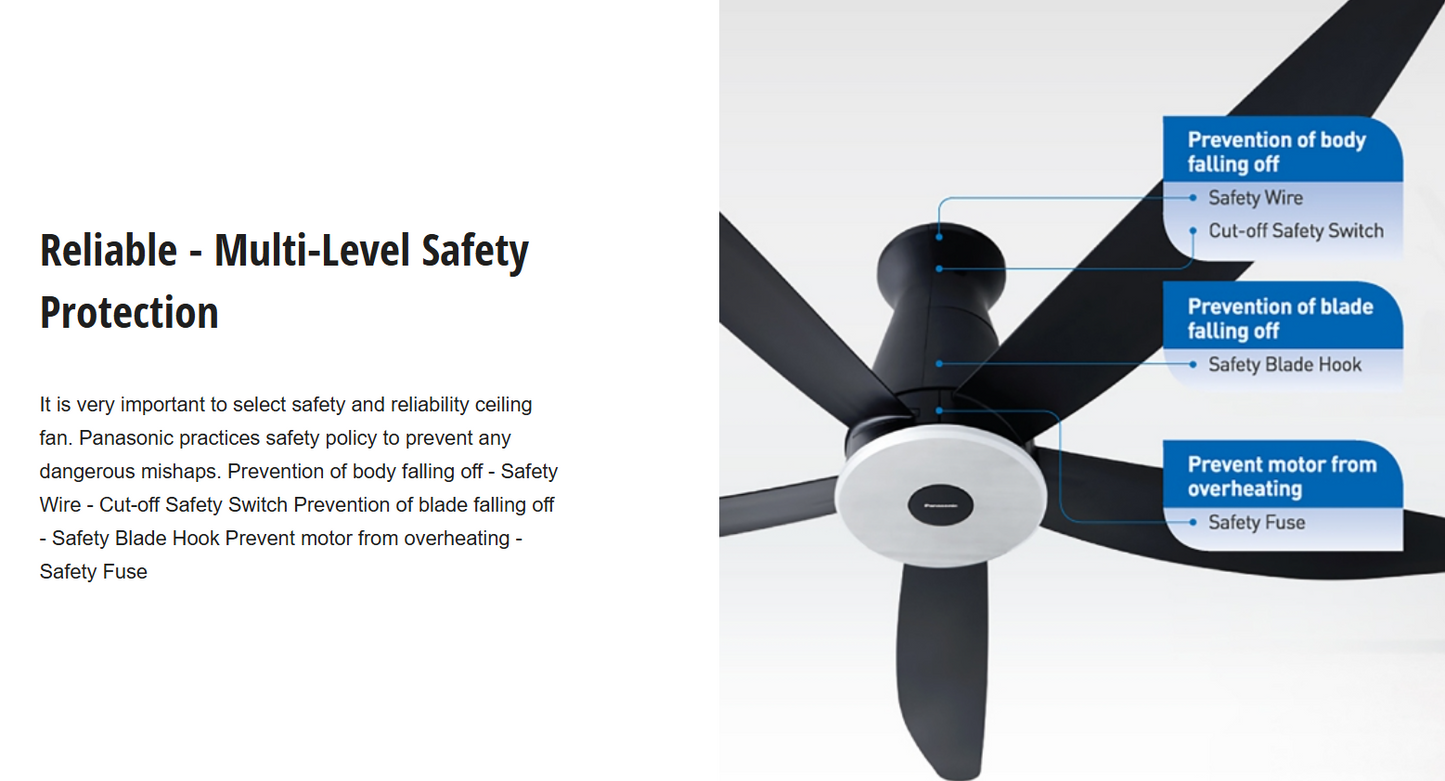 PANASONIC F-M15EXVBKRH (LONG PIPE) - CEILING FAN (60 INCH) DC MOTOR
