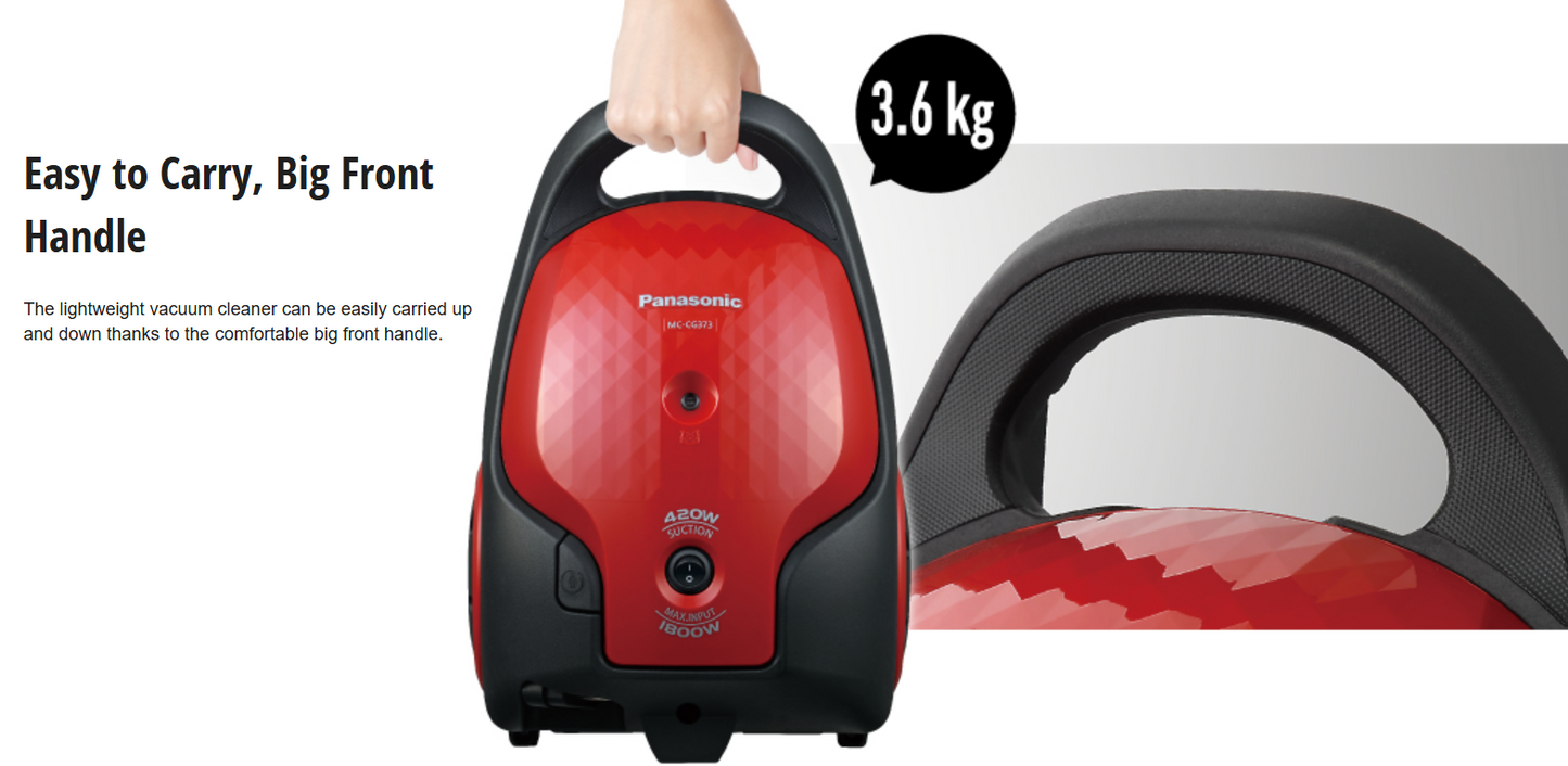 PANASONIC BAGGEDD VACUUM CLEANER MC-CG373RV47