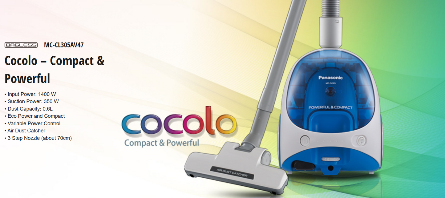 PANASONIC BAGLESS VACUUM CLEANER COCOLO MC-CL305AV47