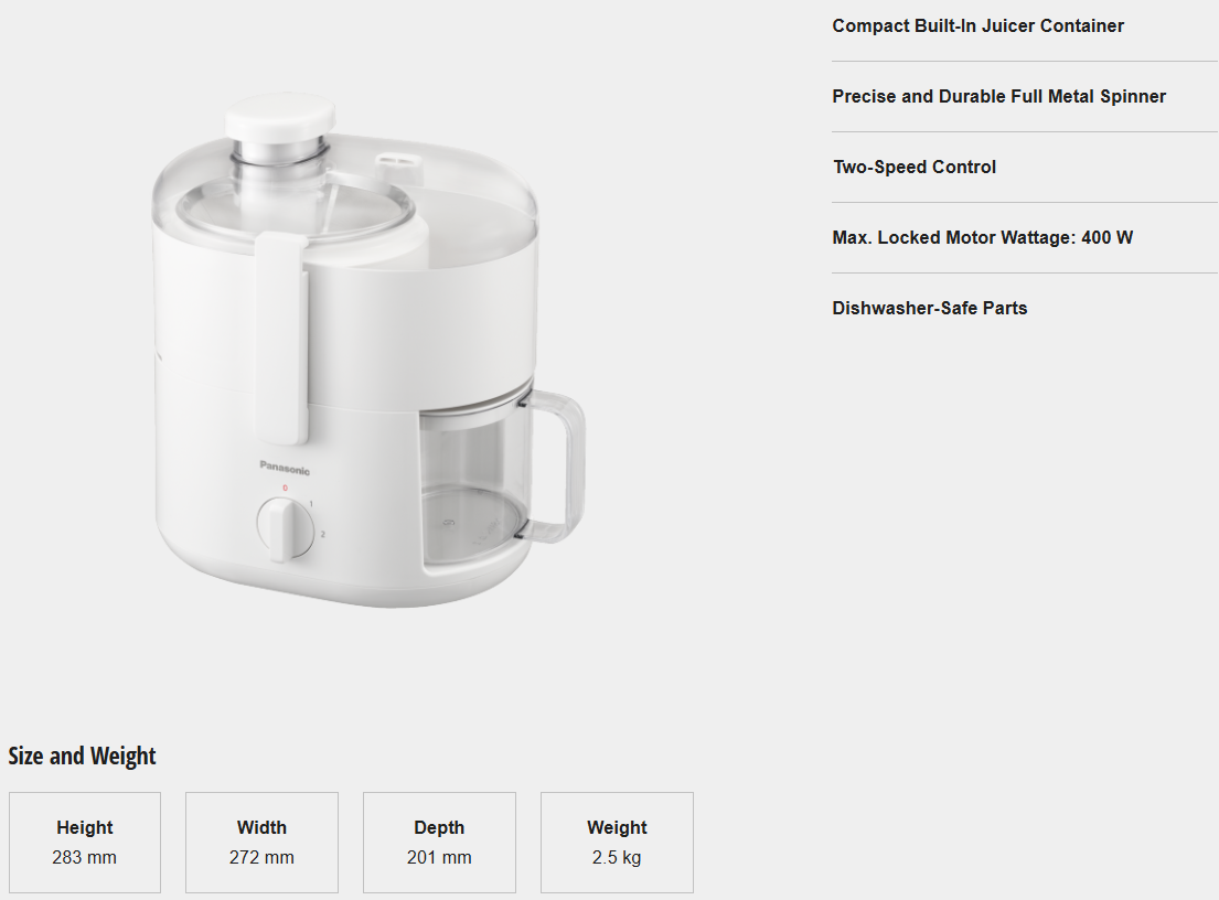 PANASONIC COMPACT JUICER MJ-CS100WSK