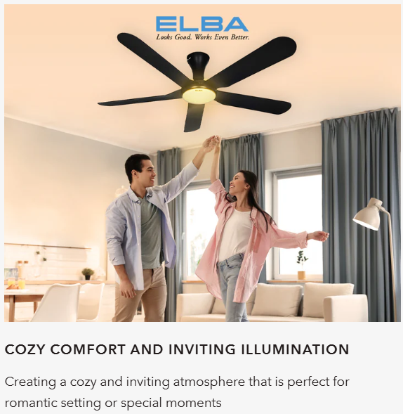 ELBA DC CEILING FAN 60" URANO ECF-N6032L(BK) - 5 ABS BLADES - DC MOTOR