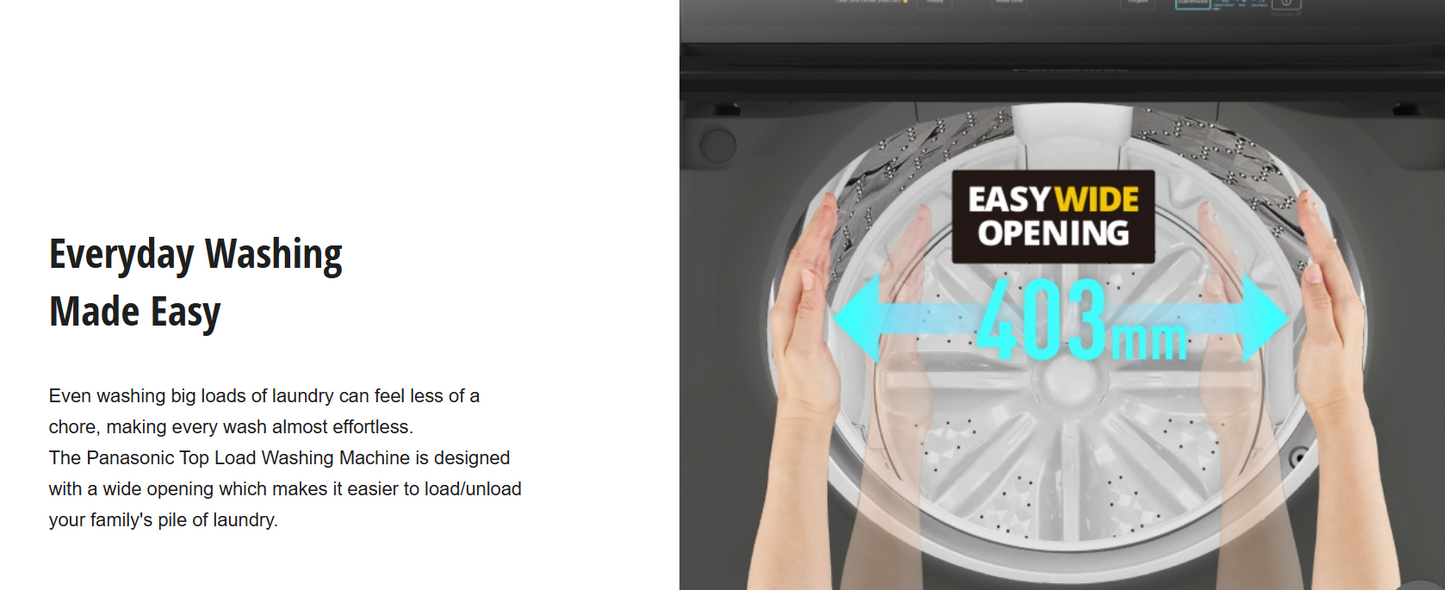 PANASONIC 9KG TOP LOAD WASHING MACHINE FOR STAIN CARE NA-F90A9DRT