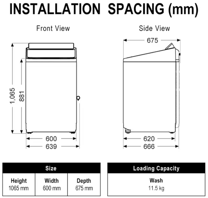 PANASONIC 11.5kg TOP LOAD WASHING MACHINE NA-FD115X3BT