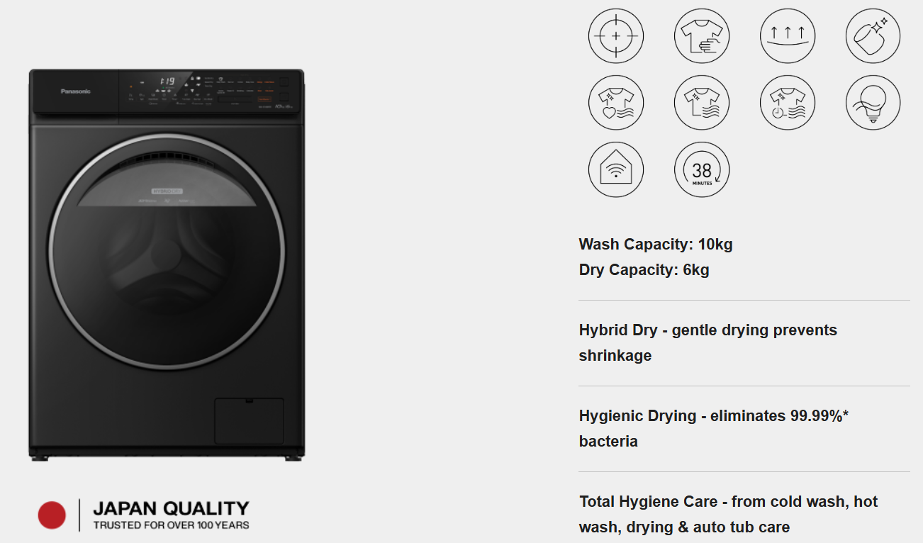 PANASONIC 10/6kg FRONT LOAD WASHING MACHINE WITH DRYER NA-S106FR1BM