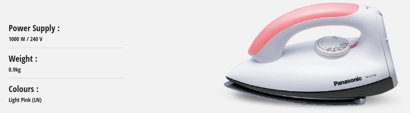PANASONIC POLISHED DRY IRON NI-317W-LN