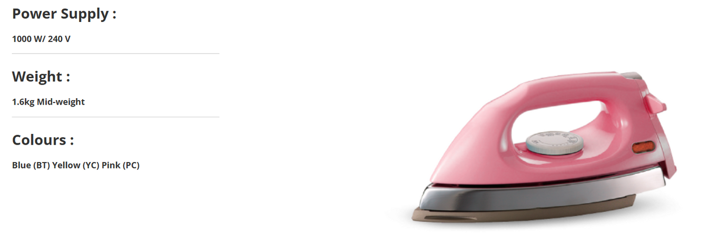 PANASONIC NON-STICK DRY IRON NI-415EWT-BT/PC/YC