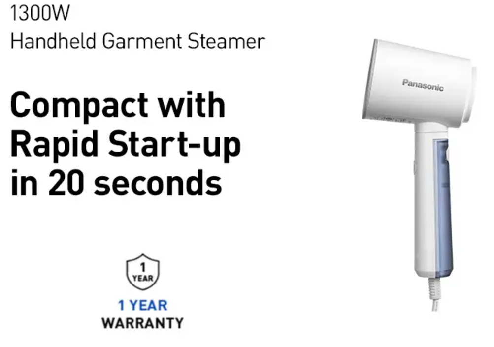 PANASONIC 1300W RAPID STAR HANDHELD GARMENT SSTEAMER NI-GHD015WSK