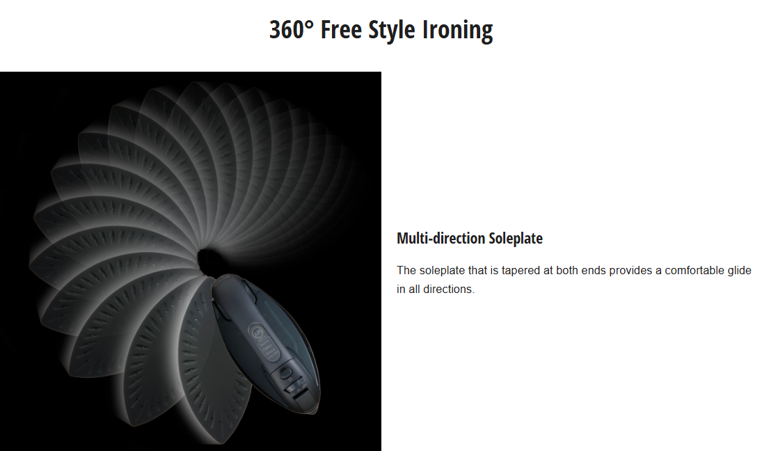 PANASONIC 1800 W CORDLESS STEAM IRON WITH MULTI DIRECTION SOLEPLATE FOR FREE STYLE IRONING NI-WL35PNSK