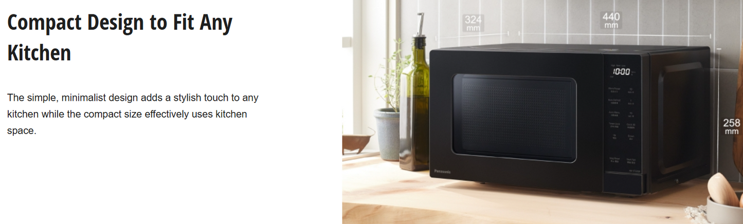 PANASONIC 20L SOLO MICROWAVE OVEN NN-ST22QBMPQ WITH 10 PRE-PROGRAMMED AUTO MENUS
