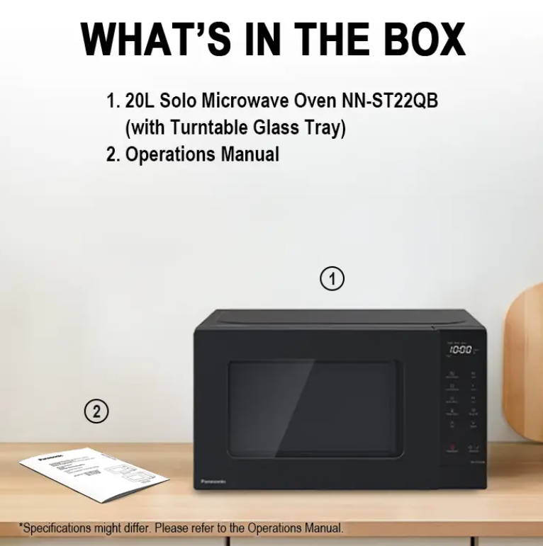 PANASONIC 20L SOLO MICROWAVE OVEN NN-ST22QBMPQ WITH 10 PRE-PROGRAMMED AUTO MENUS