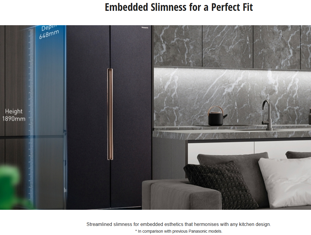 PANASONIC 570L SIDE BY SIDE REFRIGERATOR NR-S621BB-MY