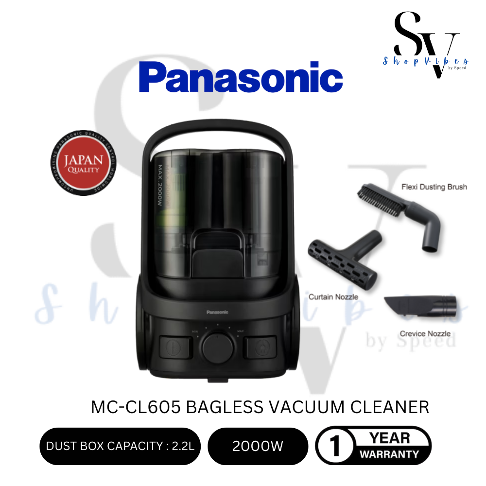 PANASONIC 2000W CYCLONE BAGLESS VACUUM CLEANER WITH HEPA FILTER MC-CL605KV47