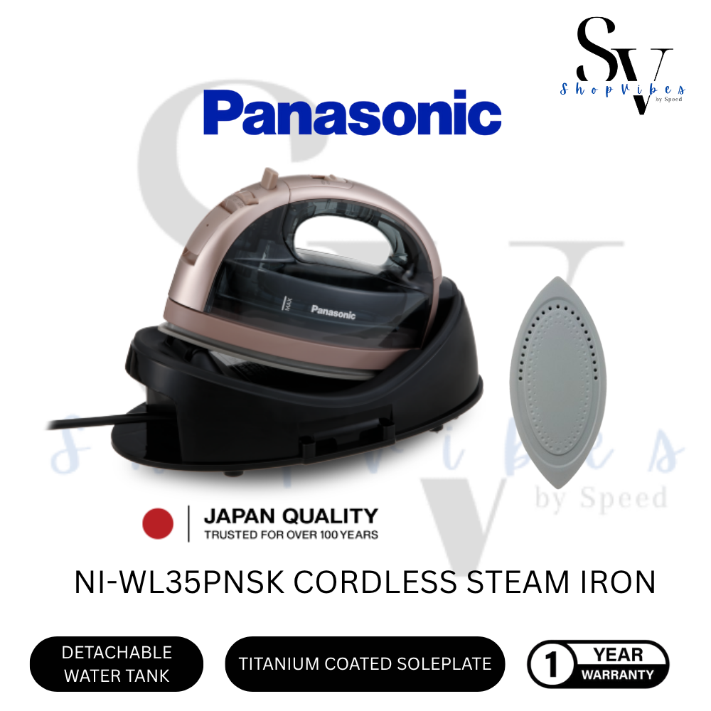 PANASONIC 1800 W CORDLESS STEAM IRON WITH MULTI DIRECTION SOLEPLATE FOR FREE STYLE IRONING NI-WL35PNSK