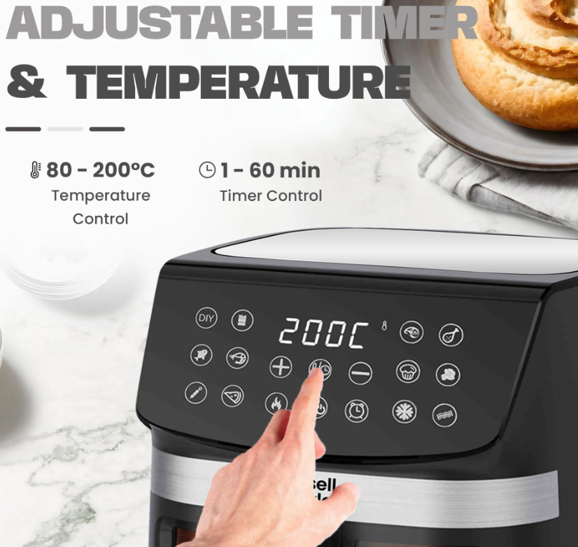 RUSSELL TAYLORS 3D VISIBLE WINDOW DIGITAL AIR FRYER XXL (9.5L) Z9