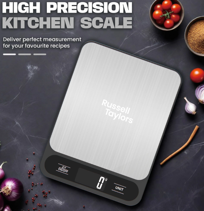 RUSSELL TAYLORS STAINLESS STEEL KITCHEN SCALE (10KG-1G) KS-20