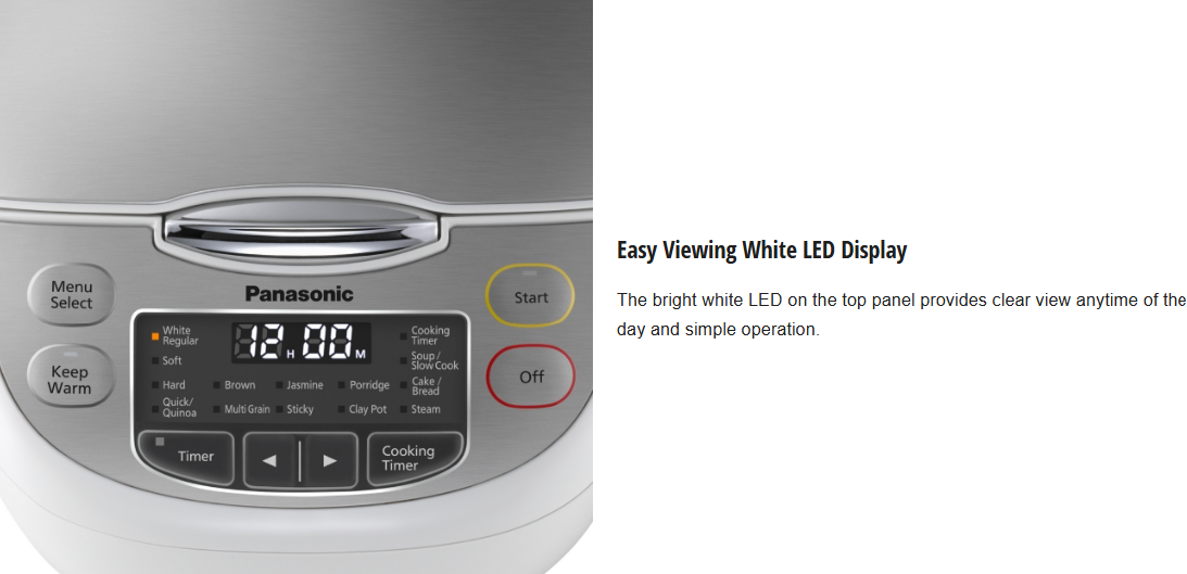 PANASONIC 1.0L MICRO COMPUTER JAR RICE COOKER SR-CX108SSK