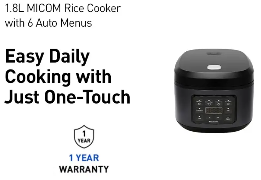 PANASONIC 1.8L MICRO COMPUTER RICE COOKER SR-DA182KSK