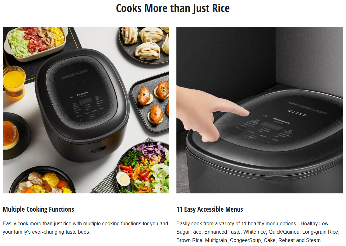 PANASONIC 1.5L LOW SUGER INDUCTION HEATER (IH) RICE COOKER SR-HL151KSK