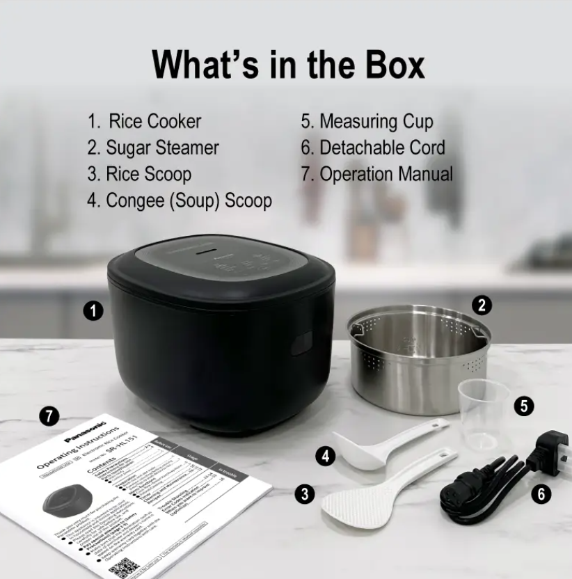 PANASONIC 1.5L LOW SUGER INDUCTION HEATER (IH) RICE COOKER SR-HL151KSK