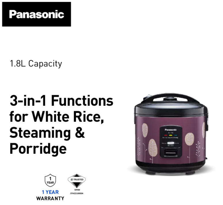 PANASONIC 1.8L MECHANICAL JAR RICE COOKER SR-JP185SSK/TSK/WSK