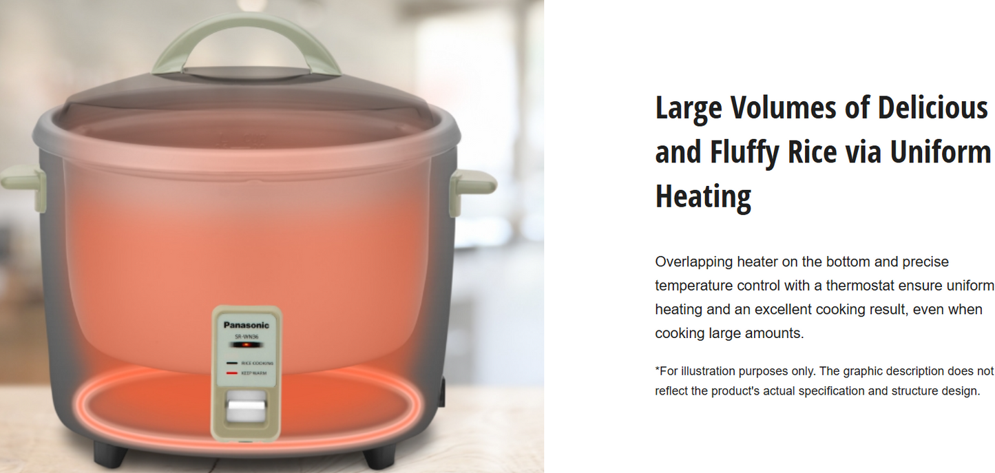 PANASONIC LARGE 3.6L CONVENTIONAL RICE COOKER SR-WN36WSWN