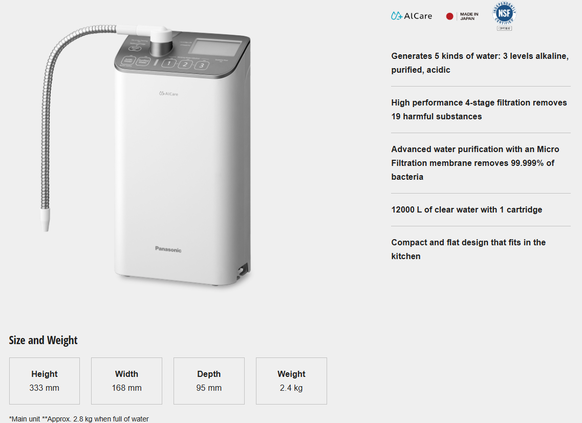PANASONIC MICRO FILTRATION ALKALINE IONIZER TK-AS500-ZMA