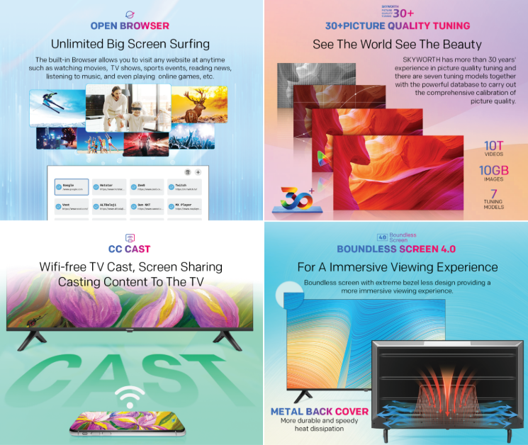 SKYWORTH 50" 4K UHD SMART TV 50SUE4000