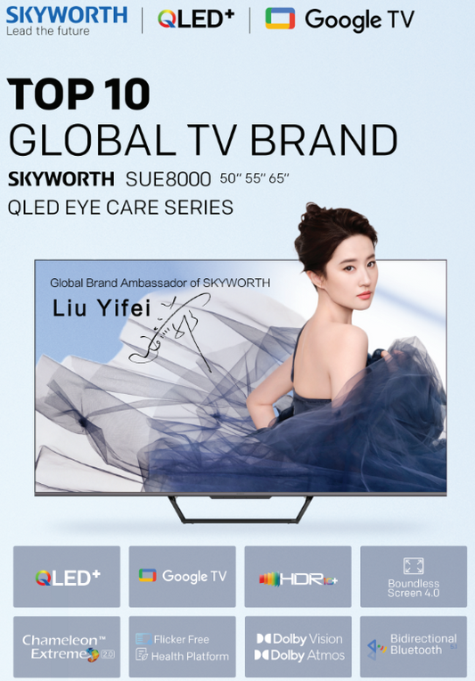 SKYWORTH 55" QLED+ EYE CARE SERIES GOOGLE TV 55SUE8000