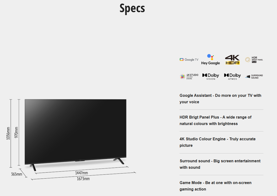 PANASONIC 75" 4K HDR GOOGLE TV TH-75MX800K
