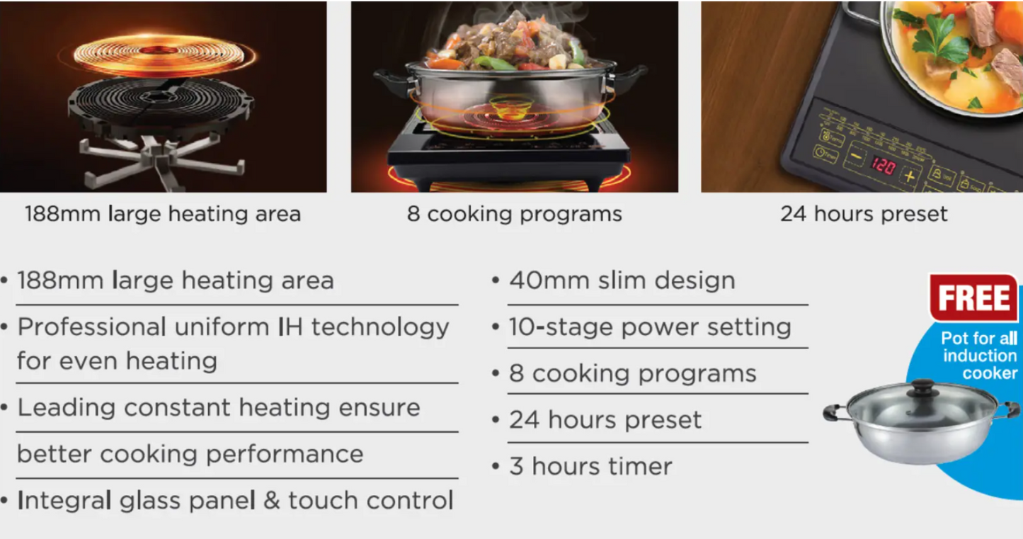 MIDEA 2000W INDUCTION COOKER C20-RT2000