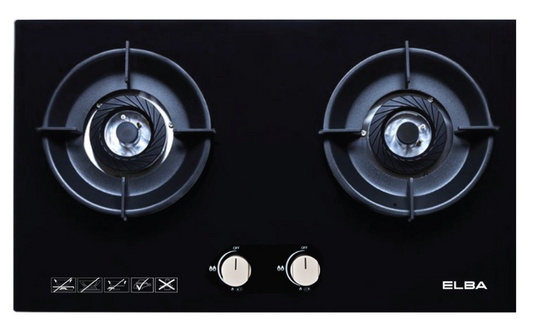 ELBA DOUBLE BURNER BUILT-IN GLASS HOB EGH-N8822G(BK)