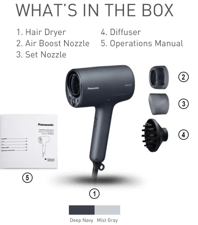 PANASONIC NANOCARE HAIR DRYER EH-NA0J nanoe™ MOISTURE+ and Mineral