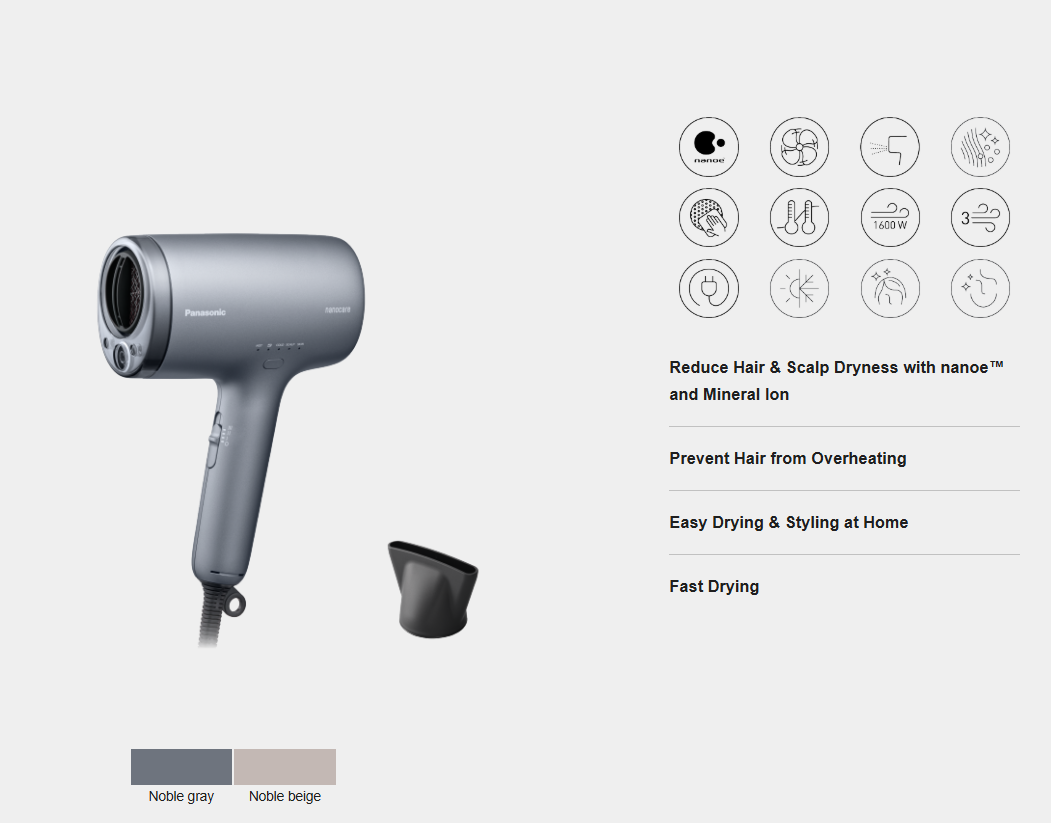 PANASONIC NANOCARE HAIR DRYER 1600W EH-NA9M