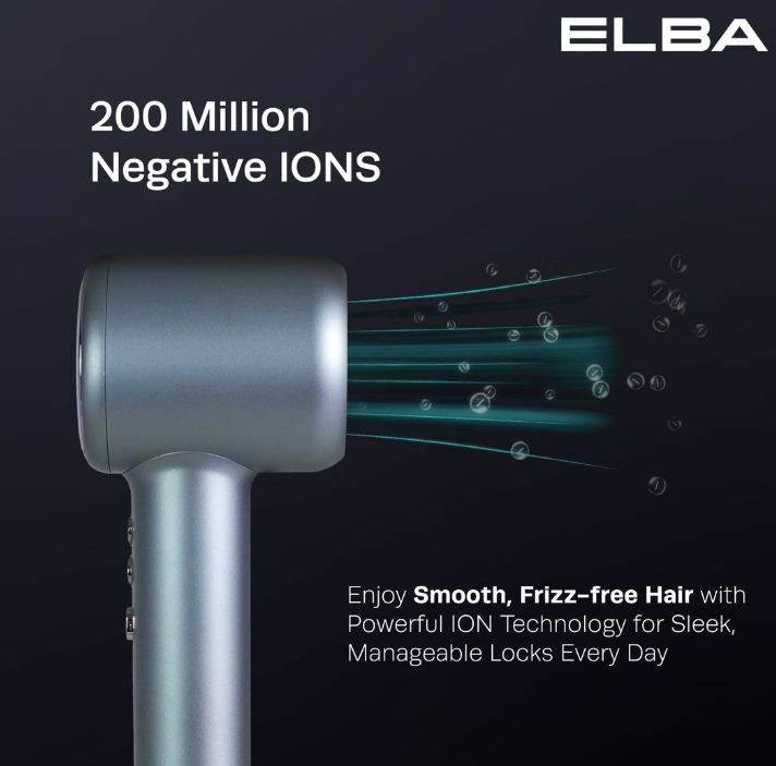 ELBA HAIR DRYER VOLANTE EHD-Q6663DC(SV)  - BLDC MOTOR, SILVER BLUE (1,600W)