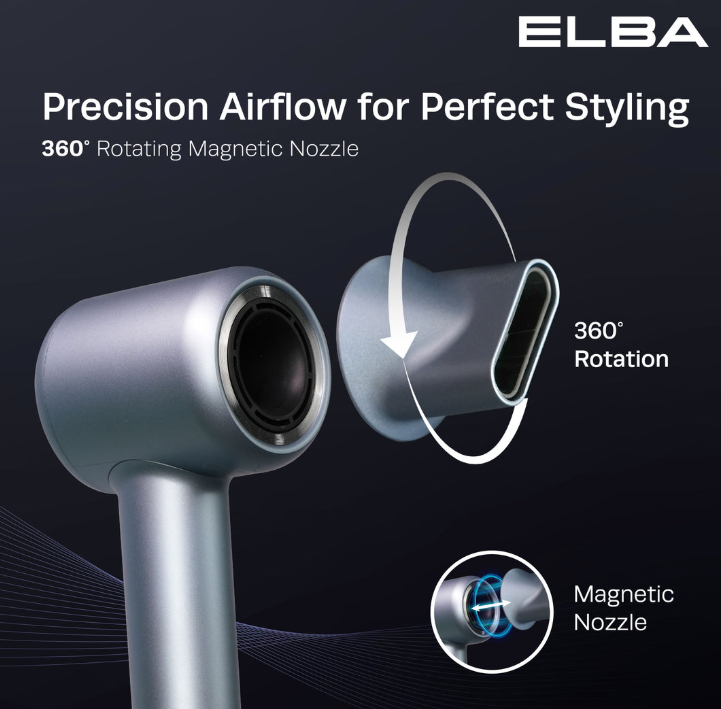 ELBA HAIR DRYER VOLANTE EHD-Q6663DC(SV)  - BLDC MOTOR, SILVER BLUE (1,600W)
