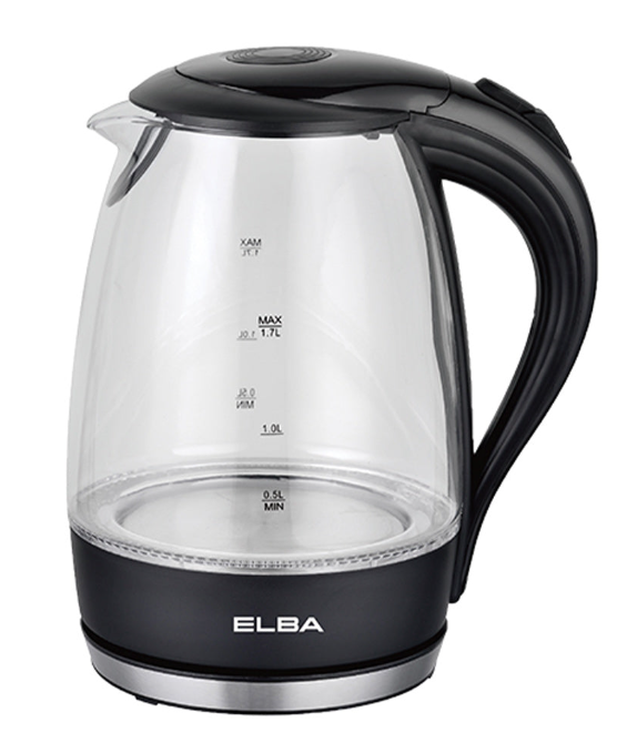ELBA 1.7L JUG KETTLE EJK-F1723G(BK) - BOROSILICATE GLASS BODY WITH LED LIGHT