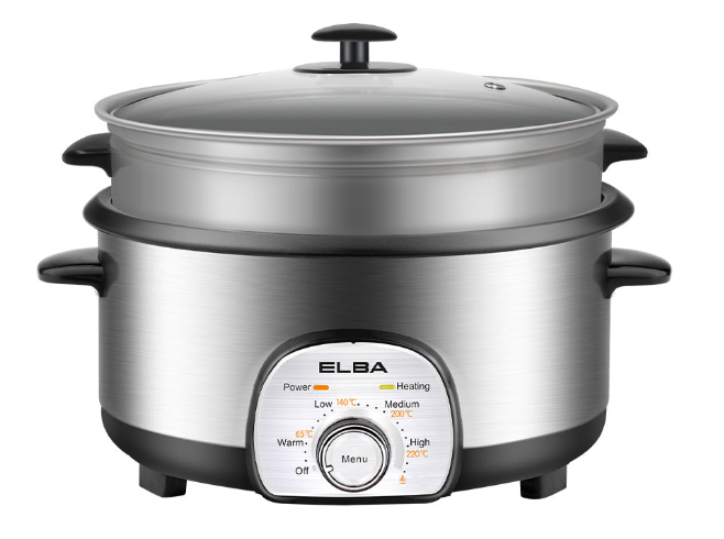 ELBA 5L MULTI COOKER EMC-K5010(SS) - REMOVABLE NON-STICK POT, STEAM TRAY 1500W