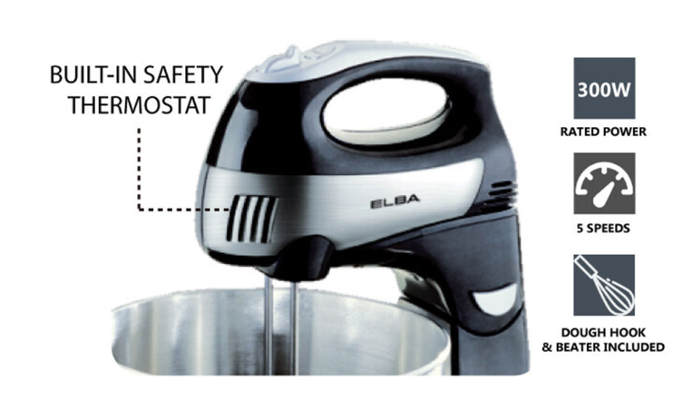 ELBA STAND MIXER ESMB-9925S - 5 SPEED, STAINLESS STEEL BOWL (4.2L / 300W)