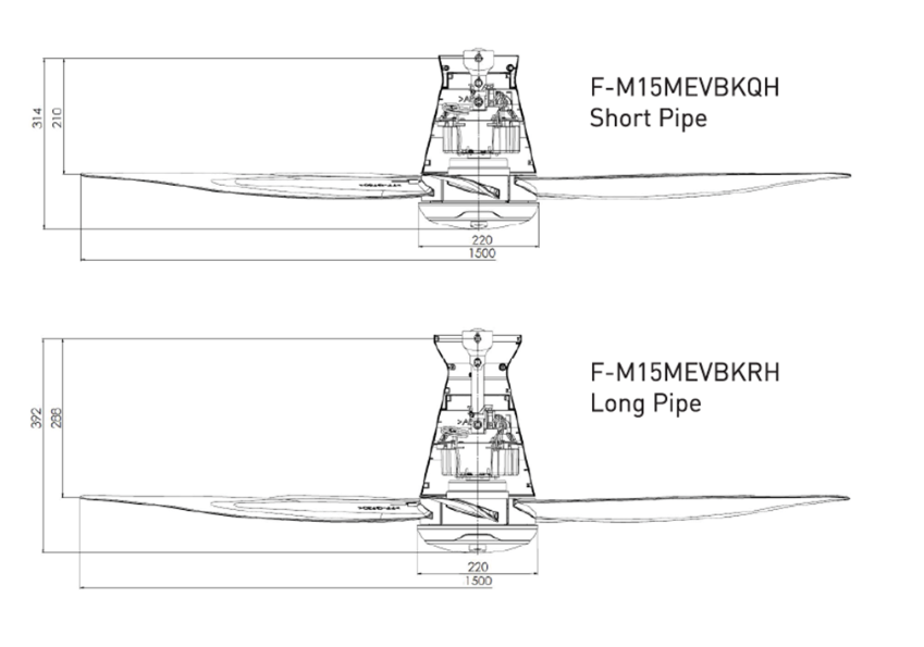 PANASONIC F-M15MEVBKQH (SHORT PIPE) - 5-BLADE CEILING FAN (60 INCH) WITH NANOE™ X