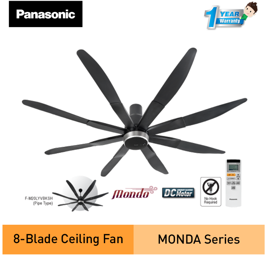 PANASONIC F-M20LYVBKSH (LONG PIPE) - CEILING FAN (80 INCH) 8 BLADE CANOPY